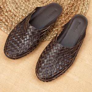 Brown Handstitched Leather Kolhapuri Women Slipper