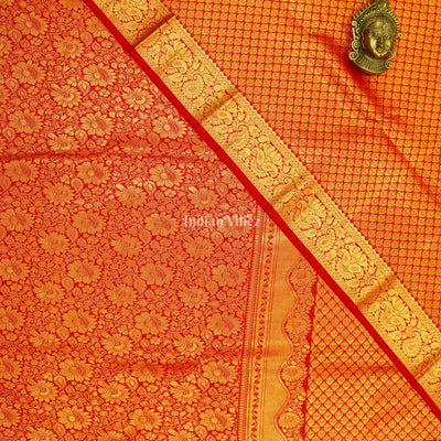 Red With Golden Pure Kanjivaram Silk Saree