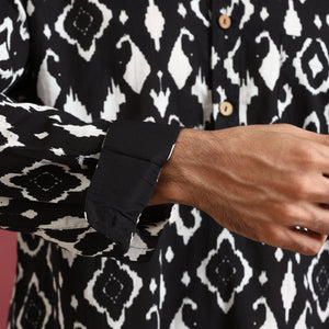 trueBrowns Men's Black Ikat Co-ord Set