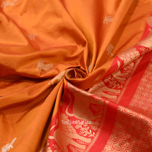 Golden Yellow Designer Pure Banarasi Katan Silk Saree