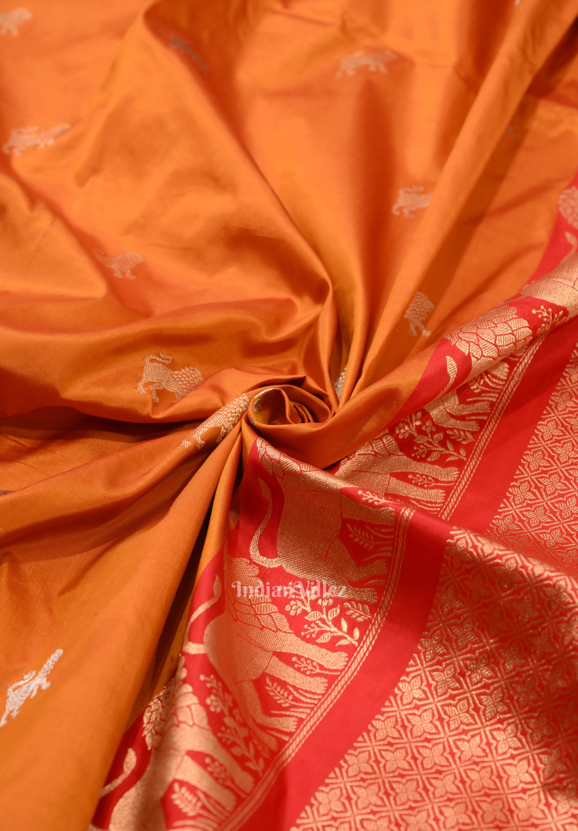 Golden Yellow Designer Pure Banarasi Katan Silk Saree