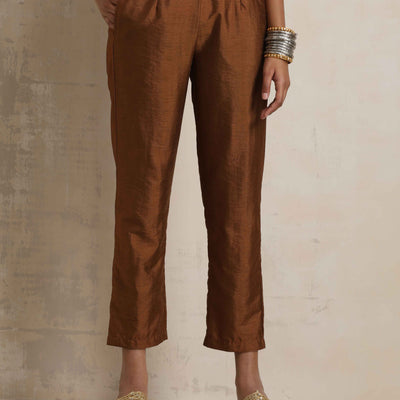 trueBrowns Brown Silk Angrakha Co-ord Set