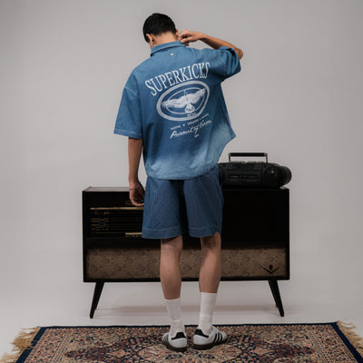 SUPERKICKS | PINSTRIPE SHORTS { BLUE