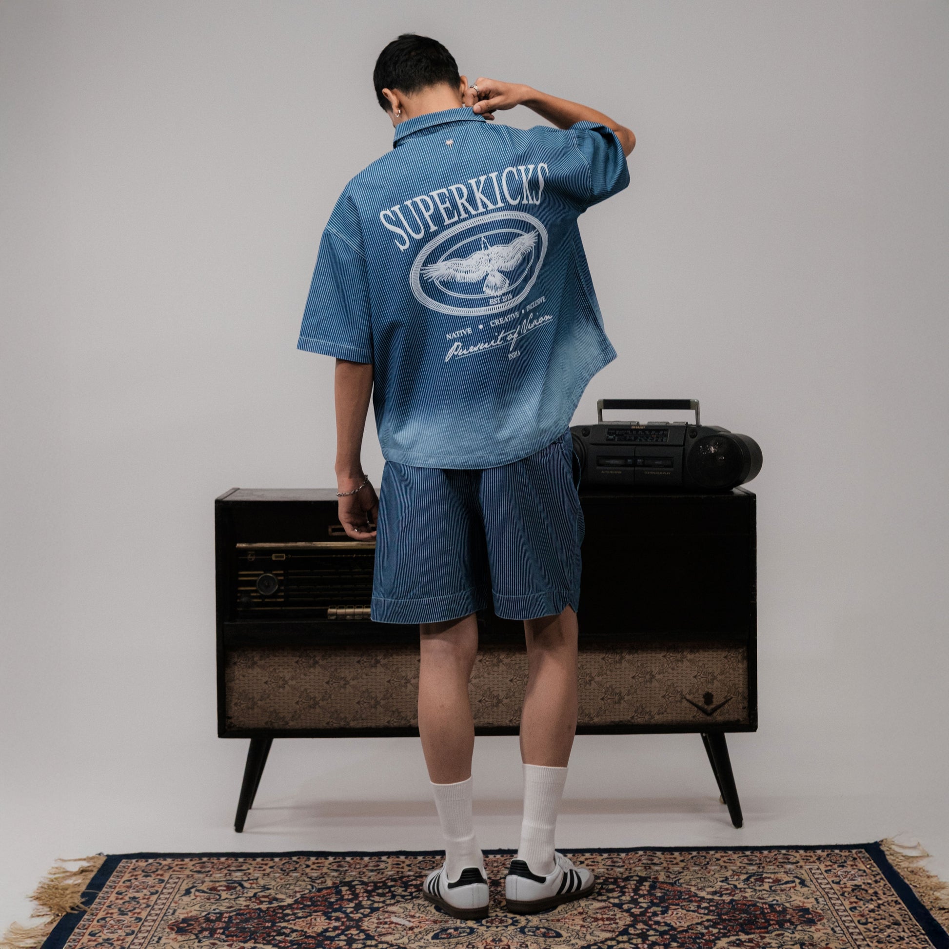 SUPERKICKS | PINSTRIPE SHORTS { BLUE