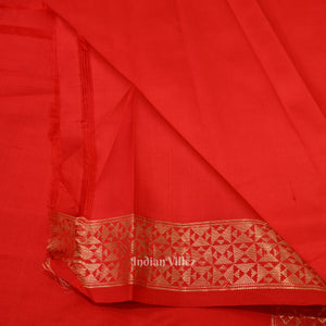 Pure Red Designer Katan Banarasi Silk Saree
