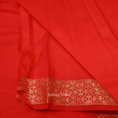 Pure Red Designer Katan Banarasi Silk Saree