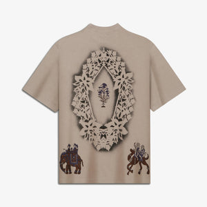 F A R A K | BARAAT BLOCK PRINTED TSHIRT { BEIGE BROWN