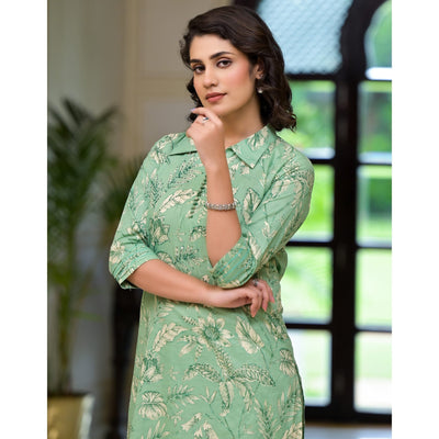 green-floral-printed-pure-cotton-co-ord-set