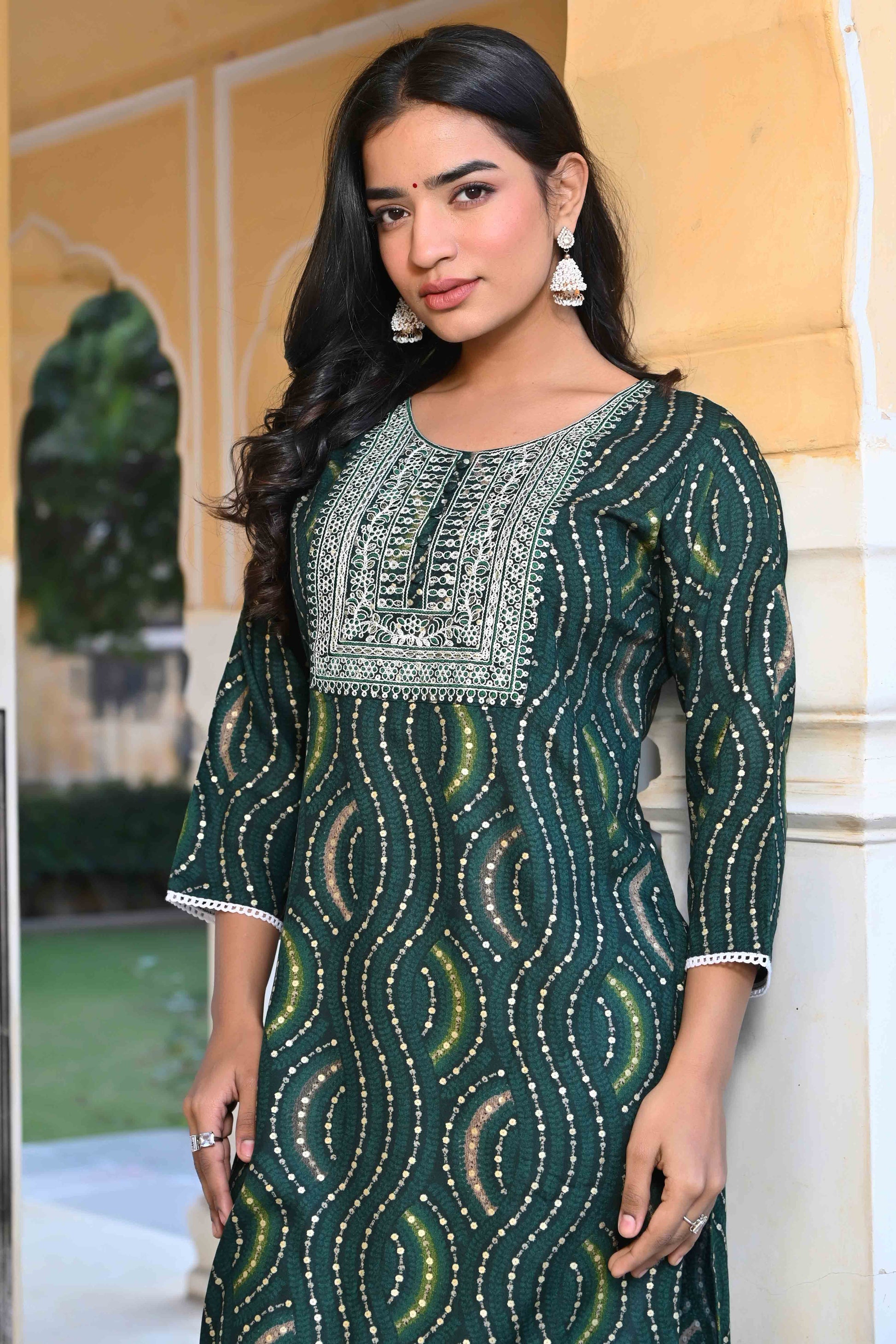 green-foil-printed-rayon-straight-kurti
