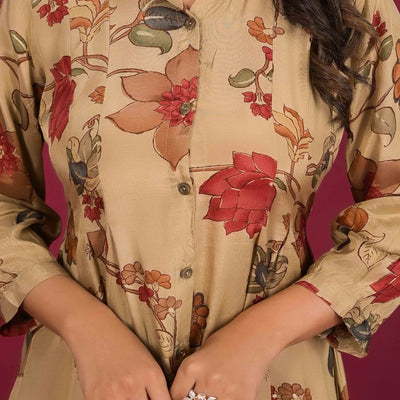 Chikoo Floral Printed Muslin A-Line Dress