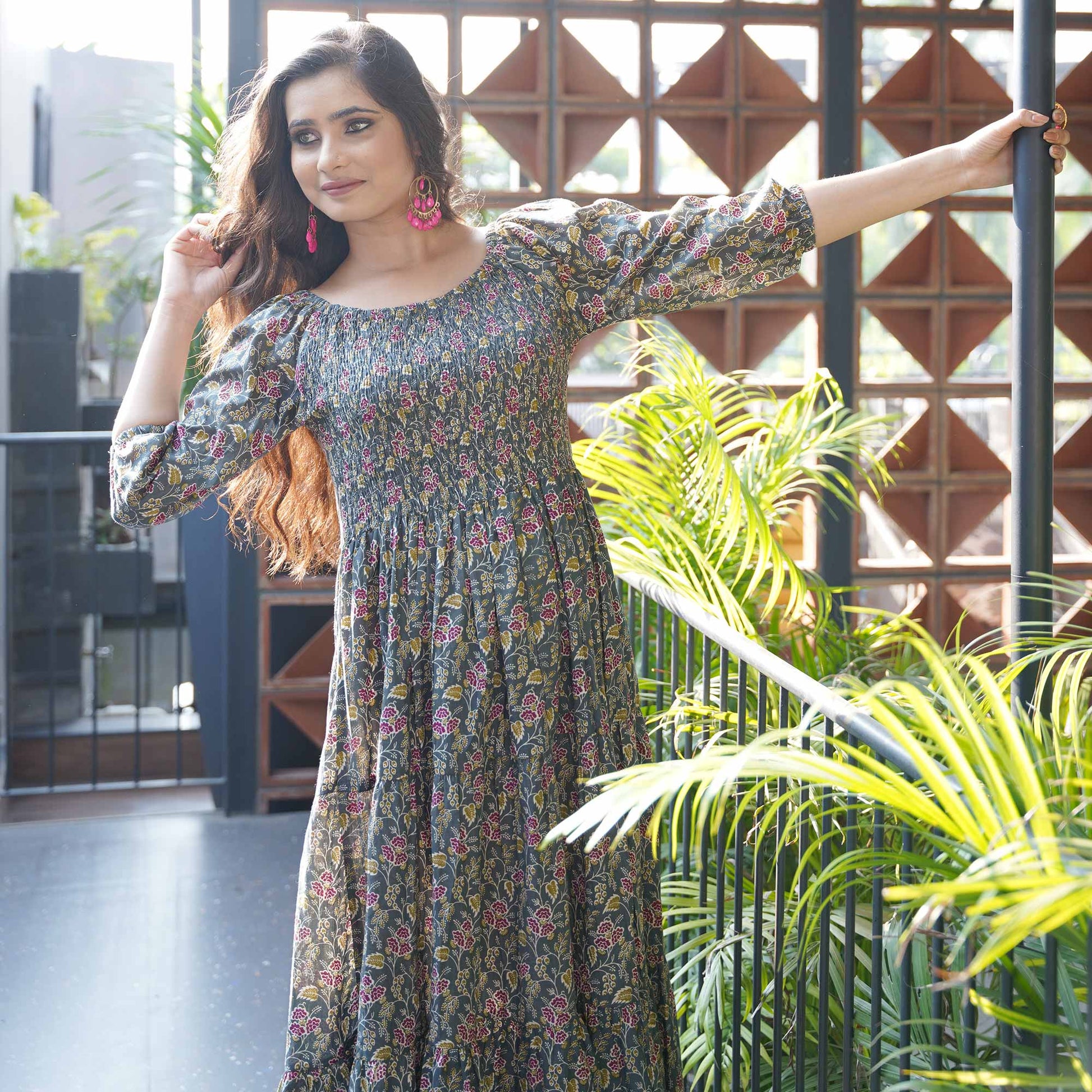grey-floral-printed-pure-cotton-maxi-dress