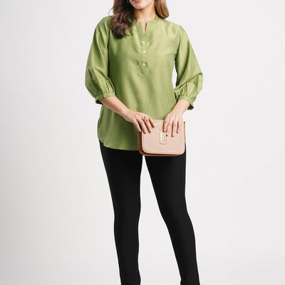 green-solid-poly-chinon-straight-top