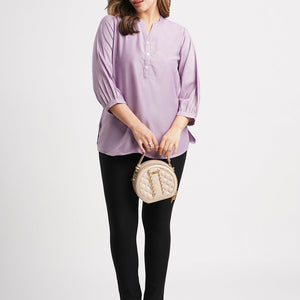 Lavender Solid Poly Chinon Straight Top