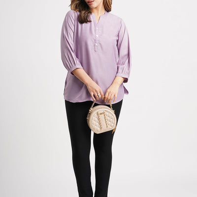 Lavender Solid Poly Chinon Straight Top