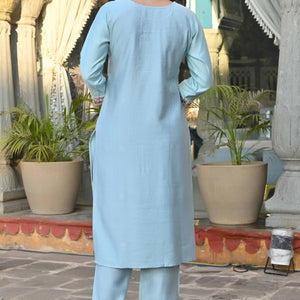 Grey Sequins Embroidered Viscose Salwar Suit