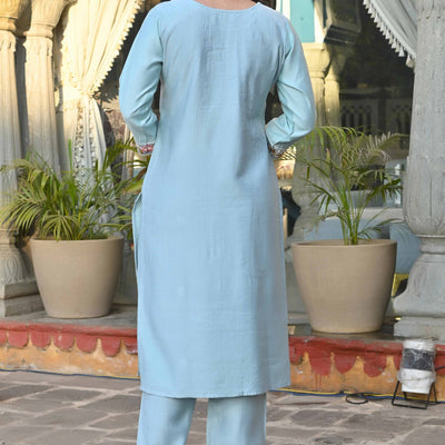 Grey Sequins Embroidered Viscose Salwar Suit