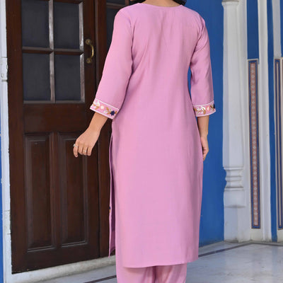 Lavender Sequins Embroidered Viscose Salwar Suit
