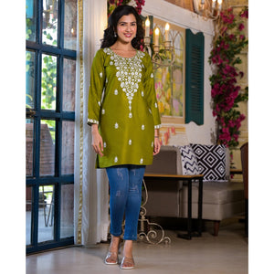 green-embroidered-rayon-straight-top