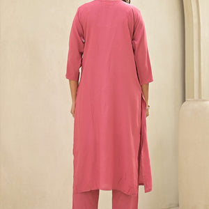 Gajri Pink Floral Embroidered Rayon Salwar Suit