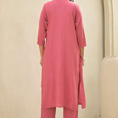 Gajri Pink Floral Embroidered Rayon Salwar Suit
