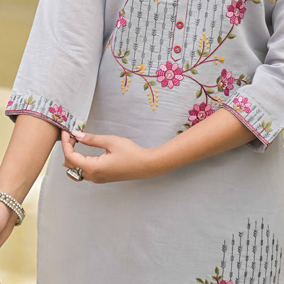 grey-floral-embroidered-chanderi-straight-kurti-with-handwork