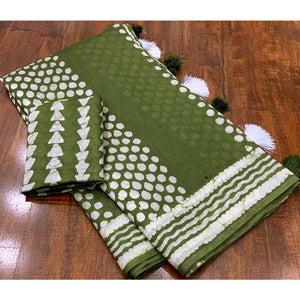 green-printed-chanderi-saree-with-tassels