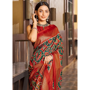 green-red-patola-printed-viscose-saree-with-zari-border