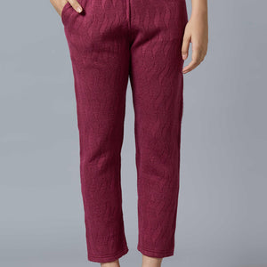 Maroon Woven Woolen Straight Salwar Suit