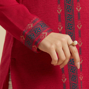 Dark Pink Woolen Straight Kurti