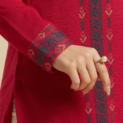 Dark Pink Woolen Straight Kurti