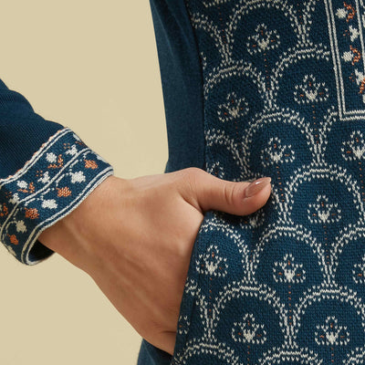 Dark Blue Woolen Straight Kurti