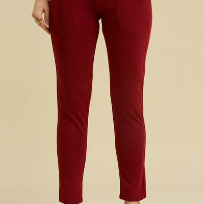 Maroon Floral Woolen Top Bottom Set