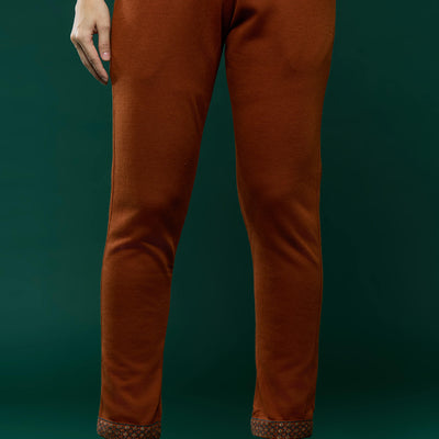Dark Rust Floral Woolen Salwar Suit