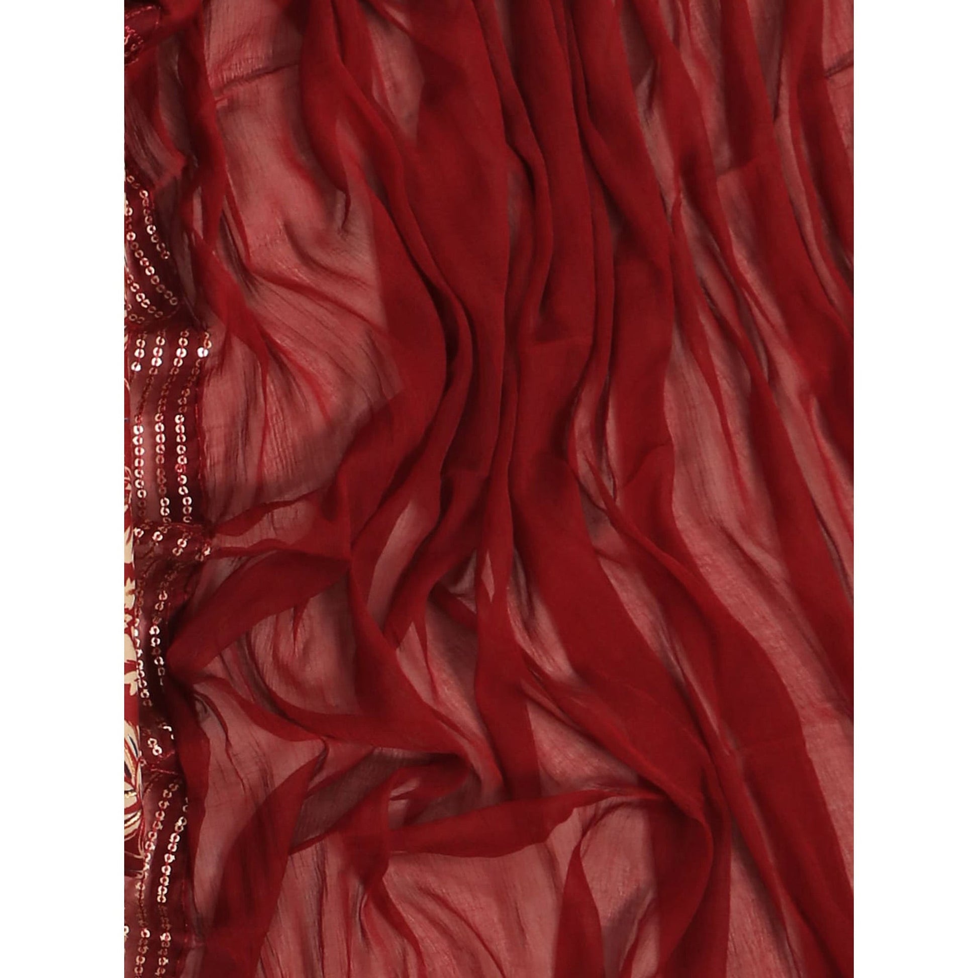 Maroon Floral Foil Printed Cotton Blend Dress Material