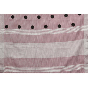 Mauve Embroidered Linen Cotton Saree With Zari Border