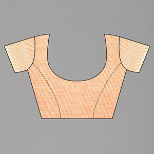 Light Orange Embroidered Cotton Silk Saree With Tassels