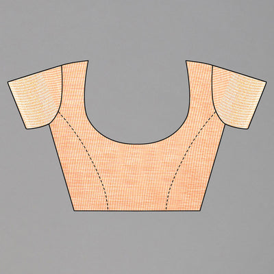 Light Orange Embroidered Cotton Silk Saree With Tassels