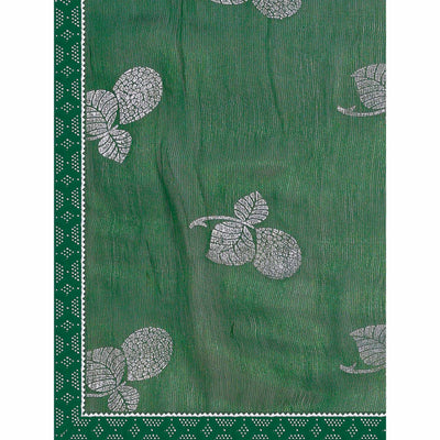 green-floral-foil-printed-chiffon-saree