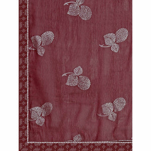 Maroon Floral Foil Printed Chiffon Saree