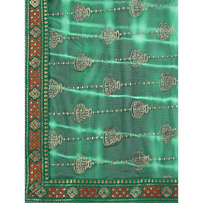 green-foil-printed-lycra-saree-with-lace-border