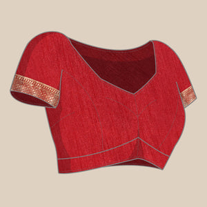 Maroon Solid Vichitra Silk Saree With Zari Border