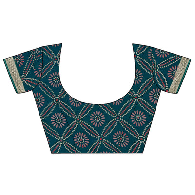 green-bandhani-printed-organza-saree-with-woven-border