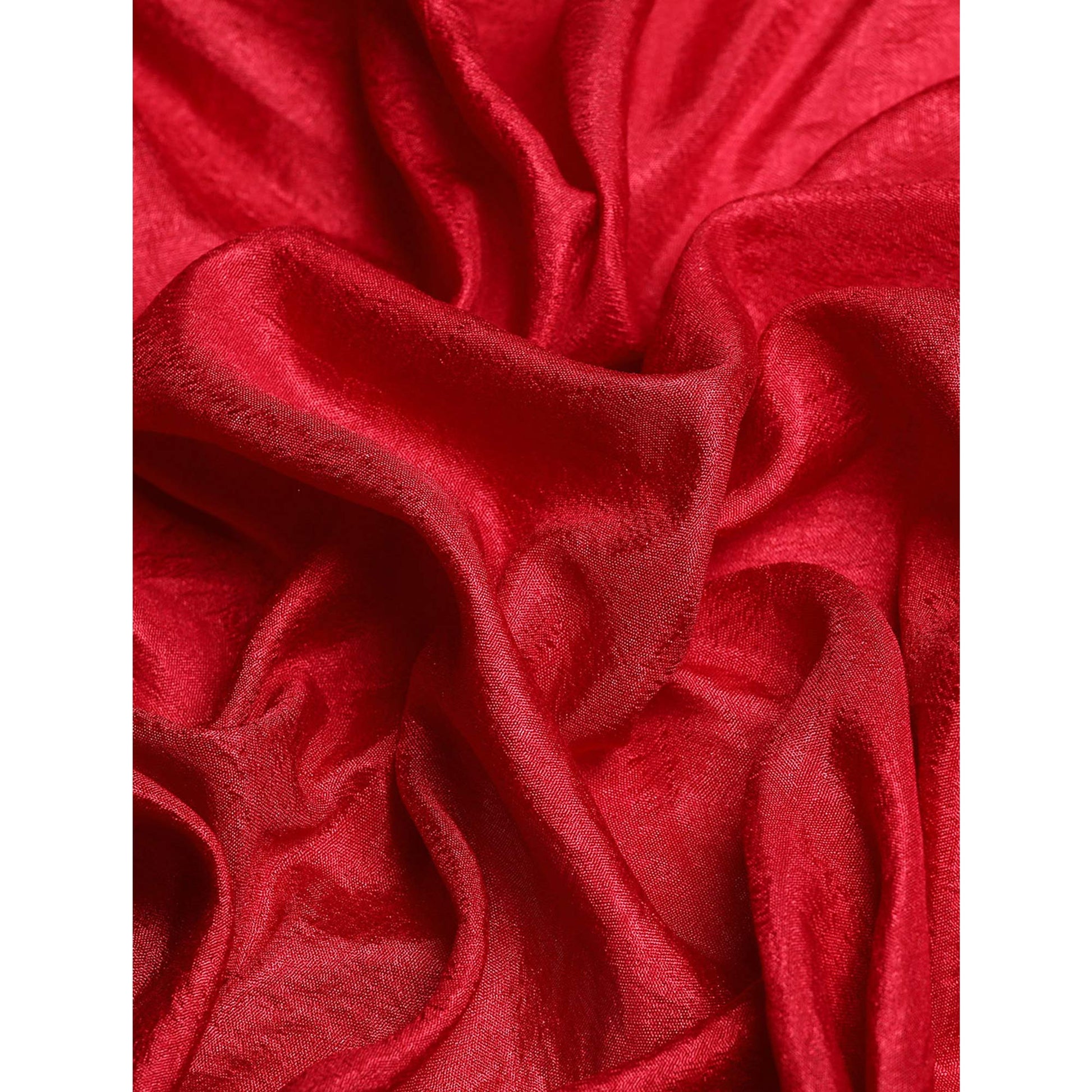 Maroon Swarovski Work Vichitra Silk Saree With Fancy Border