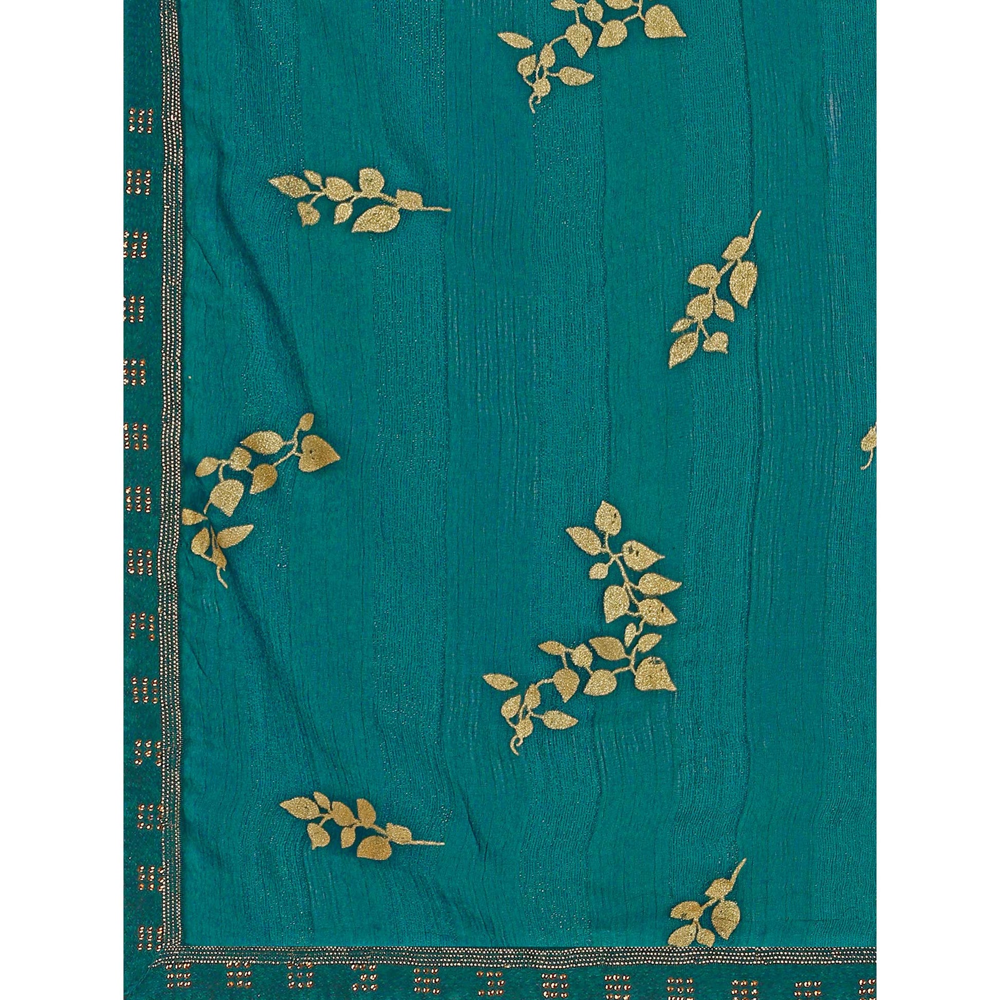 green-foil-printed-chiffon-saree-with-lace-border-2