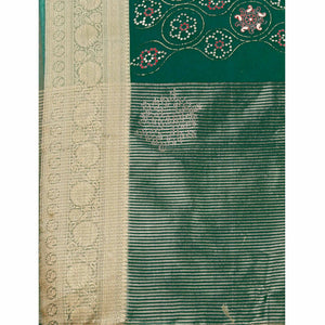 green-bandhani-printed-organza-saree-with-woven-border-1