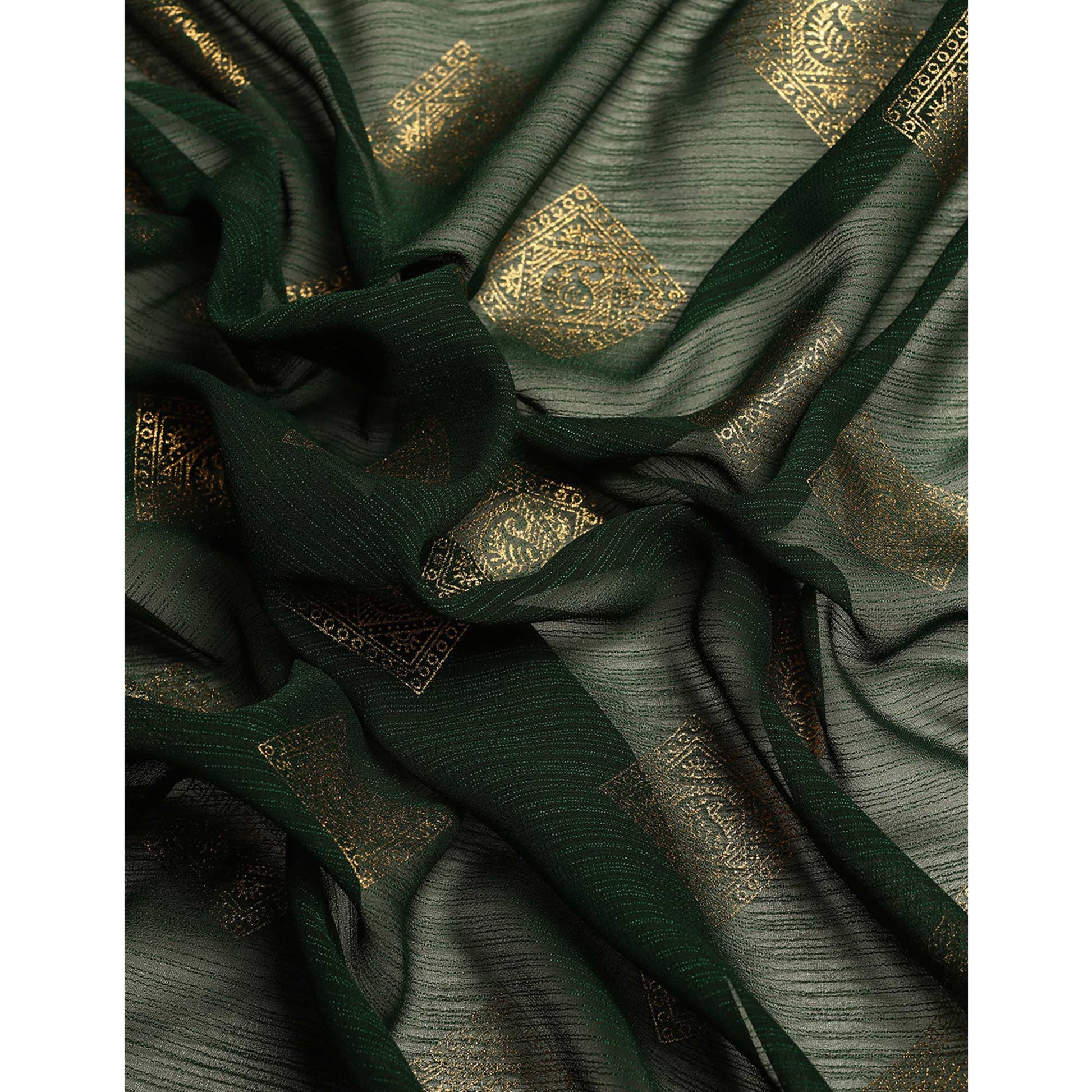 green-foil-printed-chiffon-saree-with-tassels-1