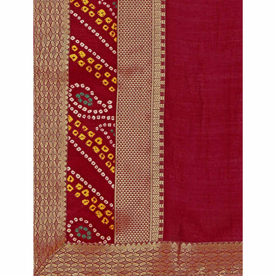 Maroon Solid Vichitra Silk Saree