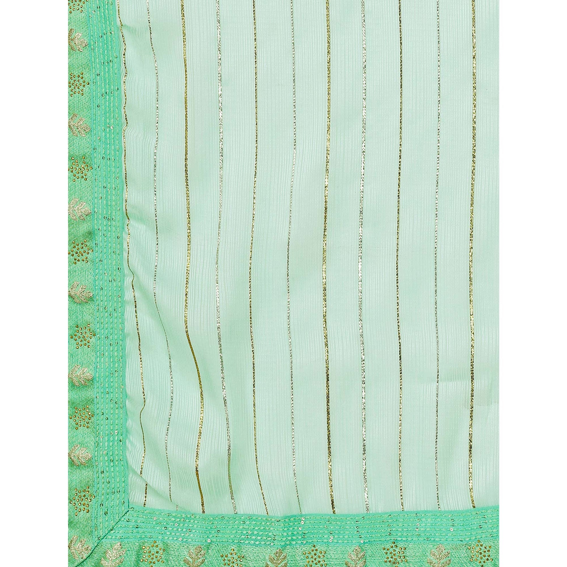 green-zari-work-chiffon-saree