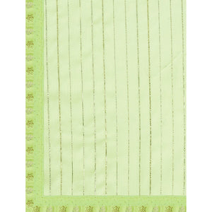 Lemon Green Zari Work Chiffon Saree