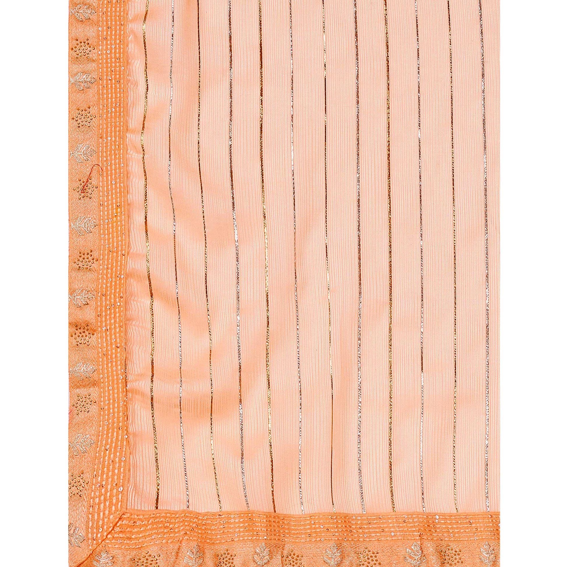 Light Orange Zari Work Chiffon Saree